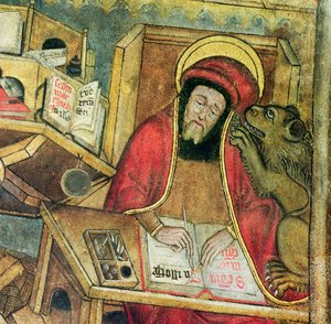 St. Markus skriver sit evangelium, detalje fra krypten af French School