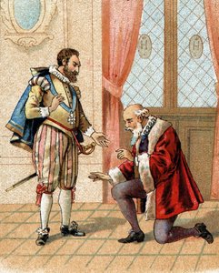 Rejs dig, min ven, dine fjender vil sige, at jeg tilgiver dig, sagde kong Henrik IV til Maximilian af Bethune (hertug af Sully) (1559-1641) i 1598, som havde knælet ned efter en livlig diskussion. af French School