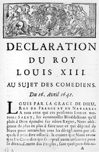 Udtalelse af Ludvig XIII (1601-43) om komikerne, 16. april 1641 af French School