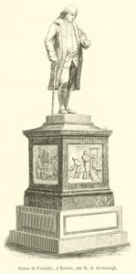Statue de Franklin, en Boston (gravering) af French School
