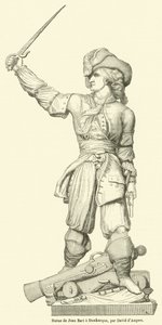Statue af Jean Bart i Dunkerque (kobberstik) af French School