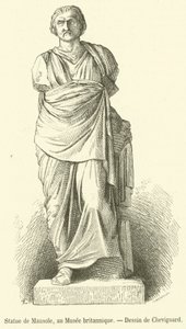 Statue af Mausolus, i British Museum (gravering) af French School