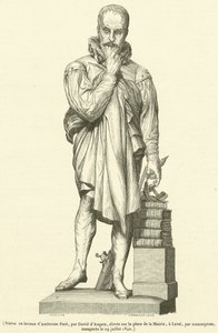 Bronzestatue af Ambroise Pare (gravering) af French School