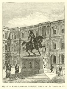 Rytterstatue af Francois I i Louvres gårdhave i 1855 af French School