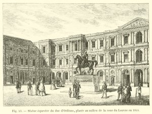 Rytterstatue af hertugen af ​​Orleans, placeret i midten af ​​Louvres gårdhave i 1844 af French School