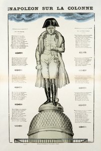 Statue af Napoleon I Bonaparte (1769-1821) på Vendome-søjlen i Paris. Billede af Epinal af French School