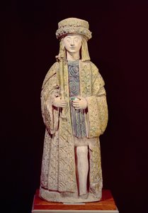 Statue af St. Louis (1214-70), slutningen af det 15. eller begyndelsen af det 16. århundrede (glaseret terracotta)
