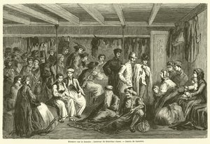 Dampskib på Donau, 2. klasses interiør (gravering) af French School