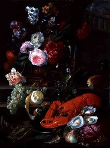 Stilleben med hummer, ca. 1700 (olie på lærred) af French School