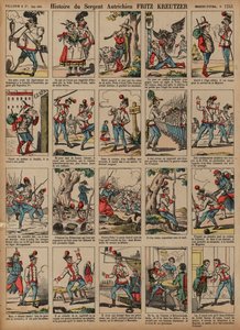 Historien om den østrigske soldat sergent Fritz Kreutzer (farvet gravering) af French School