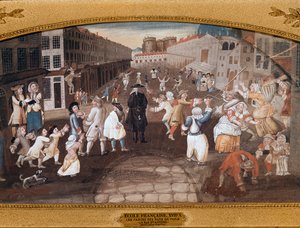Gadeunderholdere i Rue St Antoine, Paris (maleri af French School