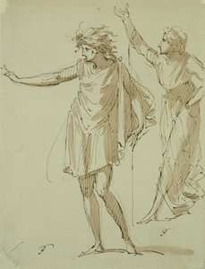 Studie af to klassisk draperede figurer, ca. 1790 (pen & blæk og vask på papir)