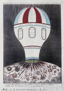Abonnementsbillet til fremkomsten af en aerostat for at invadere England, deb. 19. århundrede af French School