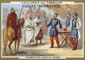 Abdelkaders overgivelse til franskmændene, Algeriet, 1847 af French School