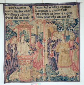Susanna og de ældste, centralt panel fra historien om Susanna af French School