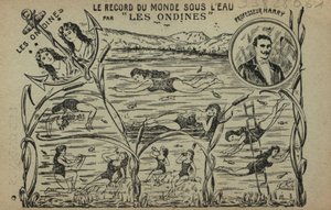Svømmende piger (litho) af French School