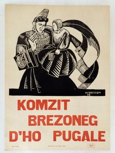 Tal bretonsk til dine børn - Plakat med propaganda på bretonsk, der opfordrer bretonere til at bevare deres regionale sprog af French School