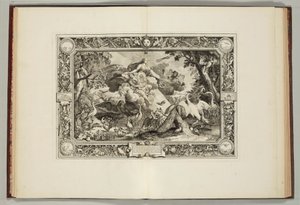 "Kongens gobeliner, hvor de fire elementer og de fire årstider er repræsenteret" af Andre Felibien, 1670 af French School