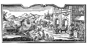 Skattekontor ved indgangen til en by for vin og spiritus, dekret fra statsrådet 22. marts 1707, fra registre for statsrådet i Paris, 1739 (detaljer) (se en af French School
