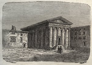 Tempel for Augustus og Livie i Wien, i det franske departement Isere (romersk tempel) - indgravering i "Histoire de France" af Victor Duruy (1811-1894) - 1882 af French School