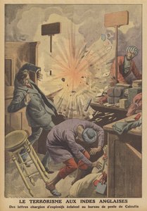 Terrorisme i Britisk Indien (farve litho) af French School