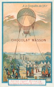 Bundet militærballon i slaget ved Fleurus, 26. juni 1794 af French School