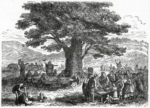 Teutoner nyder en ferie, ca. 1882 (trægravering) af French School
