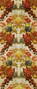 Tekstil med et gentaget blomstermønster, Lyon værksted, ca. 1740 (silkebrokade) af French School