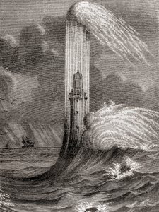 Eddystone Lighthouse fra det 18. århundrede, bygget af John Rudyard, Eddystone Rocks, nær Rame Head, England, fra 