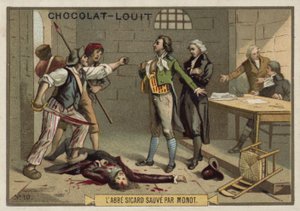 Abbe Sicard er reddet af Monot, den franske revolution, september 1792 af French School