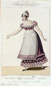 Skuespillerinden Mademoiselle-kontakten i rollen som Suzanne i Figaros ægteskab af Pierre Augustin Caron de Beaumarchais (1732-99) af French School