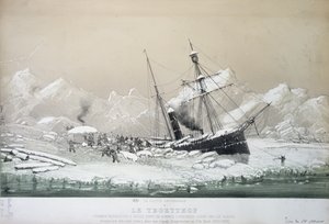 Den østrigske skruedamper Tegetthoff sad fast i is og angrebet af isbjørne under udforskningsrejsen til Nordpolen 1872-4 af French School