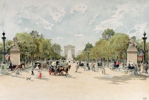 Avenue des Champs-Elysees, ca. 1895 (wc på papir) af French School
