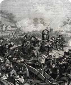 Slaget ved Landen eller Neerwinden blev udkæmpet i det nuværende Belgien den 29. juli 1693 under Niårskrigen (gravering) af French School