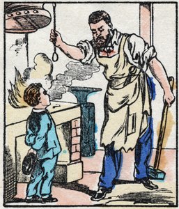 Smeden. Indgravering i "" La chanson des metier"". Epinal billeddannelse, slutningen af det 19. århundrede. Privat samling af French School