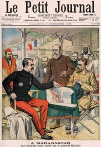 Boer-delegationen modtaget af general Joseph Simon Gallieni (1849-1916) på Madagaskar, forsiden af Le Petit Journal farvetillæg n.625, 9. november 1902 af French School