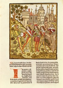 Guds by og dette århundredes by, fra La Cite de Dieu, 1486-87 (xylograf) af French School