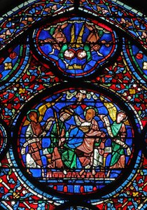 Jomfruens kroning med englene, der leverer kronen (w42) af French School