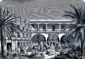 The Court of the Mexico Museum, fra The Ancient Cities of the New World, af Claude-Joseph-Desire Charnay, pub. 1887 af French School