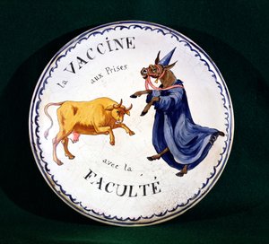 Kokopperne kæmper med lægefaget, ca. 1800 (glaseret keramik) af French School
