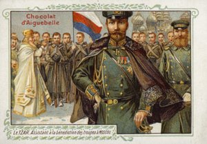Czaren af Rusland, bistår med velsignelsen af tropperne i Moskva af French School