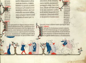 Rebeccas afgang med Eliezer, fra The Bible of Jean de Sy, ca. 1355