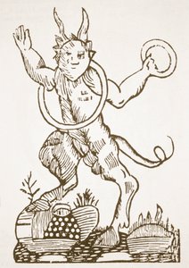 Djævelen påpeger skjulte skatte, kopi af en illustration fra Le Veritable Dragon Rouge, Lille 1521, brugt i en magihistorie, udgivet i slutningen af det 19. århundrede af French School