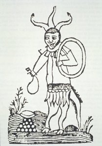 Djævelen påpeger skjulte skatte, kopi af en illustration fra Le Veritable Dragon Rouge, 2. version, Lille 1521, brugt i en magihistorie, udgivet sidst i det 19. århundrede