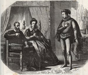 Hertuginden af Cleves, Mary von Julich Hertuginden af Juliers og Berg (1491-1543), får kendskab til opløsningen af ægteskabet mellem hendes datter, Anne af Cleves (1515-1557) og kongen af England Henrik VIII (1491-1547) ) i 1540. Stik fra 1871 i „Hist af French School