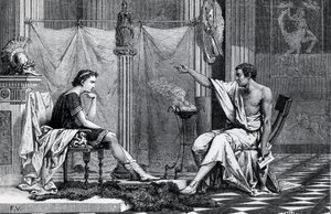 The Education of Alexander the Great (356-323 BC) af Aristoteles (384-322 BC) fra en bog af L. Figuier af French School