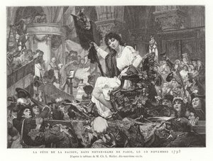 Fornuftens festival i Notre Dame de Paris, 10. november 1793 af French School