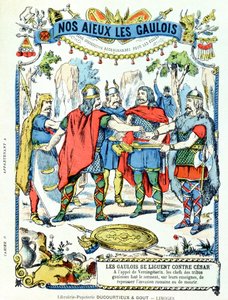 De galliske ledere i ligaen mod Julius Cæsar (100-44 f.Kr.) ledet af Vercingetorix (d.46 f.Kr.) fra et beskyttende hylster til skolebøger, slutningen af det 19. århundrede af French School