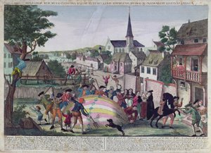 Den generelle alarm for indbyggerne i Gonesse forårsaget af nedstigningen af en ballon, 27. august, 1783 af French School