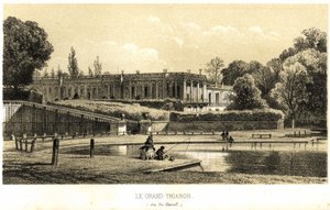 Grand Trianon, set fra kanalen i Versailles i 1857. af French School